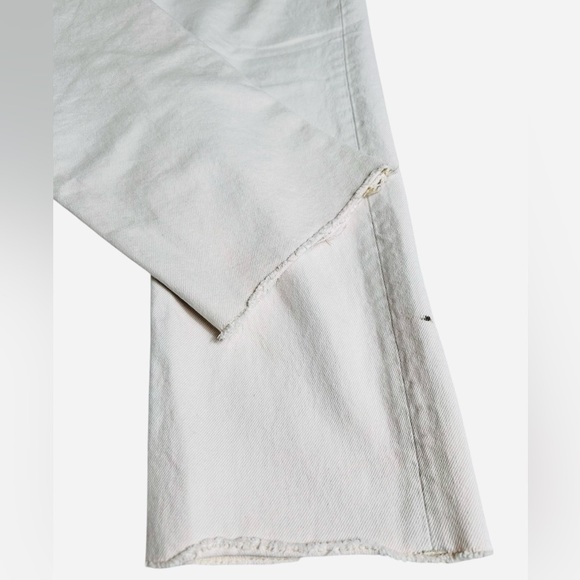 Quiksilver cream ankle denim jeans, 30, fits Medium, Summer Pants, raw edge hem - Picture 6 of 11